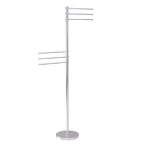 Towel Stand with 6-Pivoting 12 in. Arms in Satin Chrome