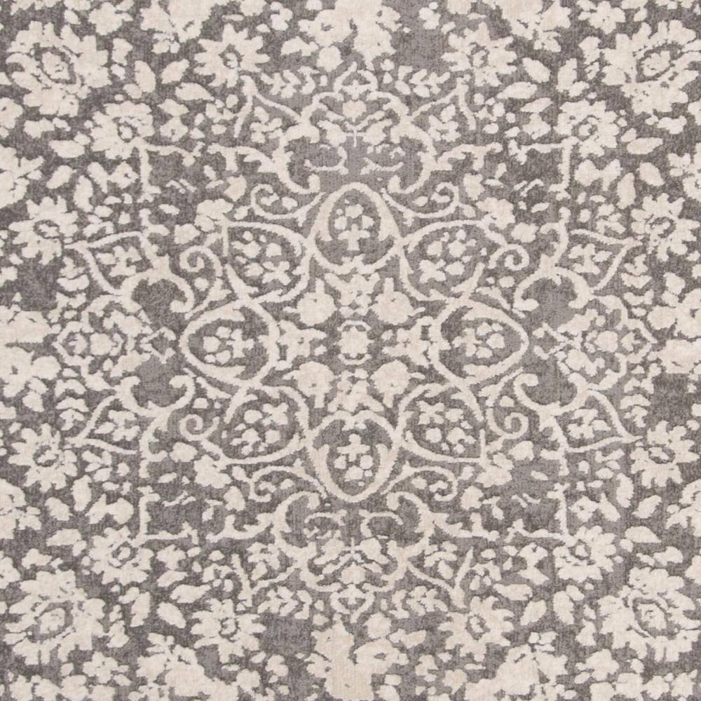 Elegance in Bloom Dark Grey/Cream Floral Cotton-Blend 8'x10' Area Rug