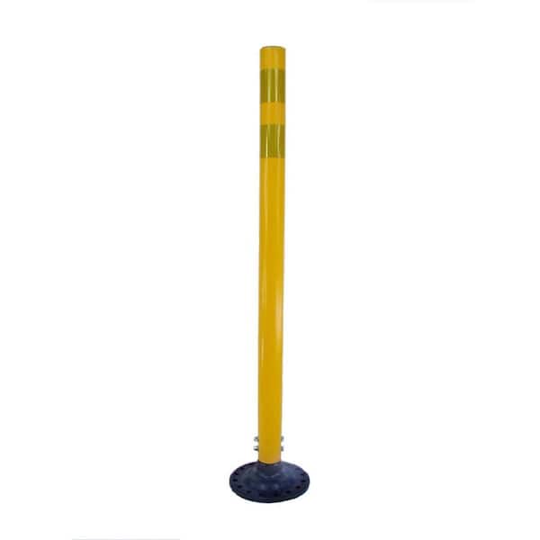 Three D Traffic Works 42 in. Yellow Round Delineator Post and Base with High-Intensity Band
