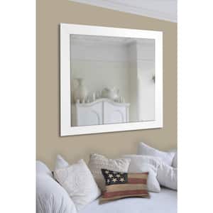 Large Rectangle Satin White Modern Mirror (48 in. H x 36 in. W)