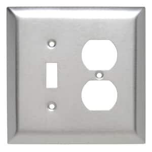 Pass & Seymour 302/304 S/S 2 Gang 1 Toggle 1 Duplex Oversized Wall Plate, Stainless Steel (1-Pack)