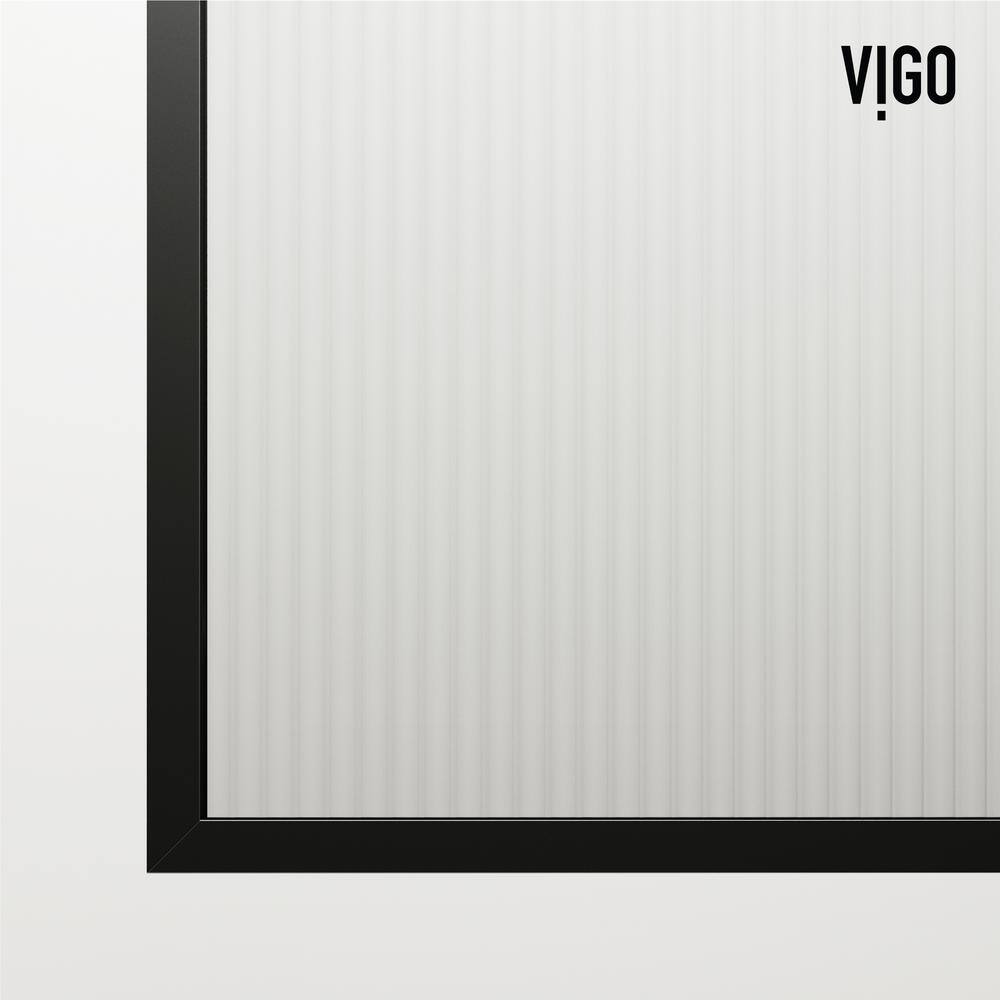 Ventana Matte Black 34" x 74" Framed Shower Screen with Fluted Glass