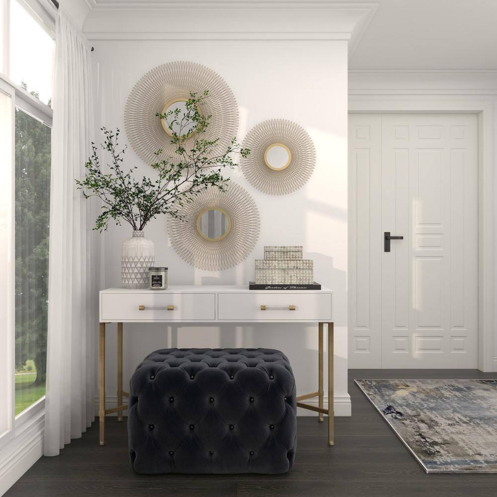 Gold Sunburst Round Wall Decor with Mirror Accent Set