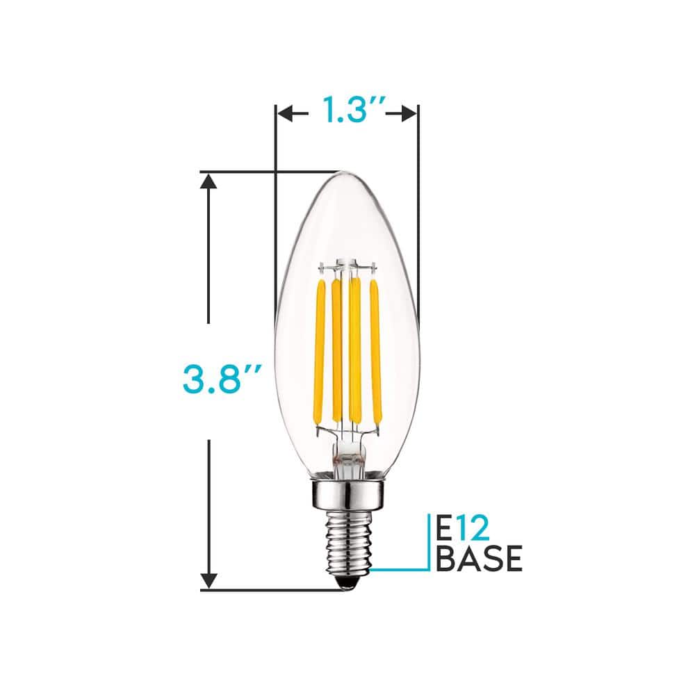 Elegant 5W Clear LED Candelabra Bulb, Dimmable, Traditional Edison Style