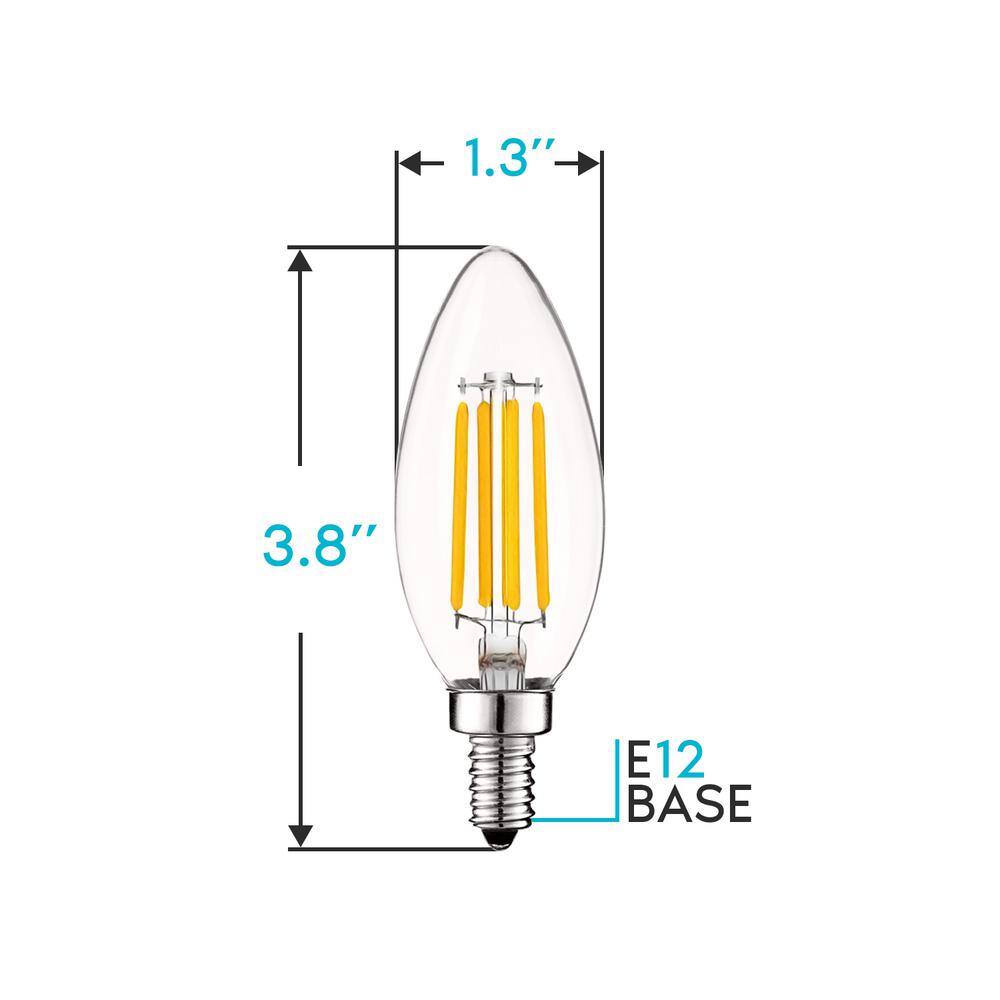Elegant 5W Clear LED Candelabra Bulb, Dimmable, Traditional Edison Style