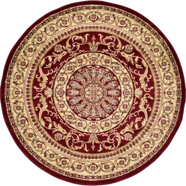 Unique Loom Versailles Napoleon Red 6' 0 x 6' 0 Round Rug