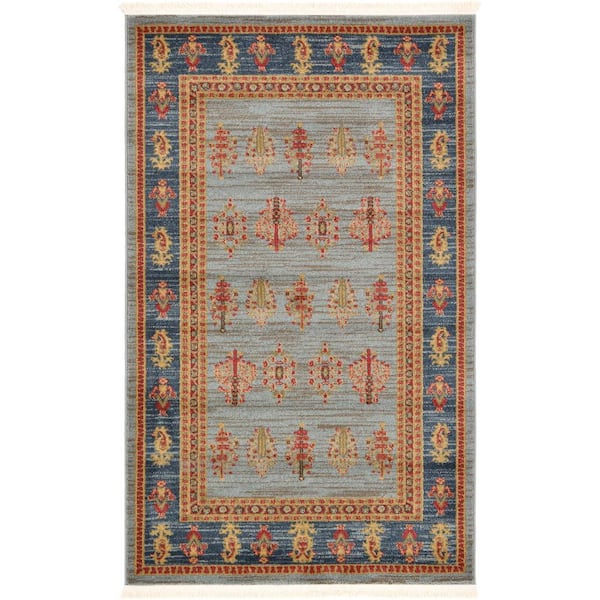 StyleWell Fars Darya Blue Doormat 3 ft. x 5 ft. Area Rug