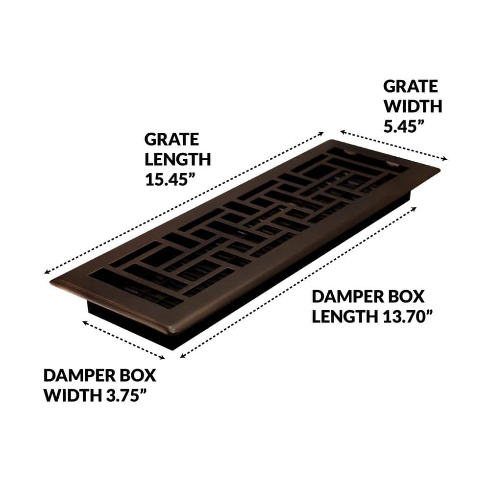 Rubbed Bronze 4" x 14" Decorative Steel Floor Register