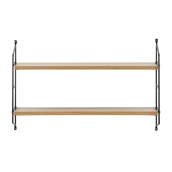 Severini 24.5 in. W x 6 in. D X 15.75 in. Floating Bracket Farmhouse 2-Tier Decorative Wall Shelf - Chestnut / Black
