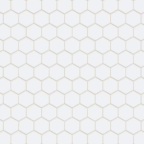 Merola Tile Metro 2 in. Hex Glossy White 11-1/8 in. x 12-5/8