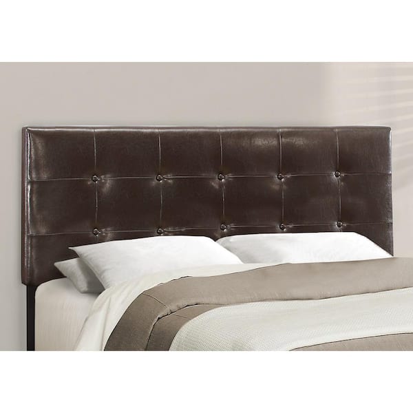 Dark Brown Leather Look Queen Size Bed, Brown Leather Queen Size Bed Frame