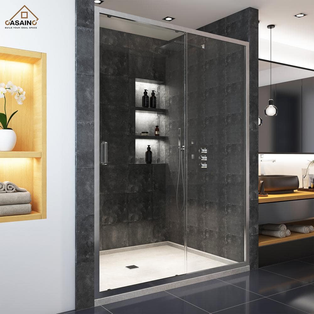 60" x 72" Brushed Nickel Framed Sliding Shower Door