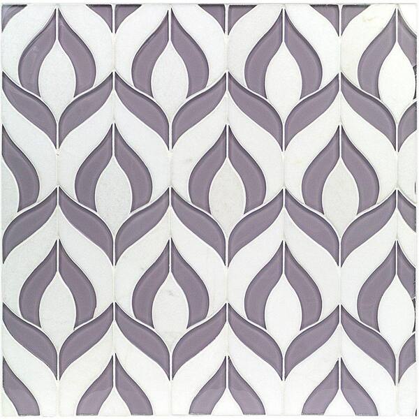 Ivy Hill Tile Steppe Lily Polished Marble and Glass Waterjet Mosaic Floor and Wall Tile - 4 in. x 6 in. Tile Sample