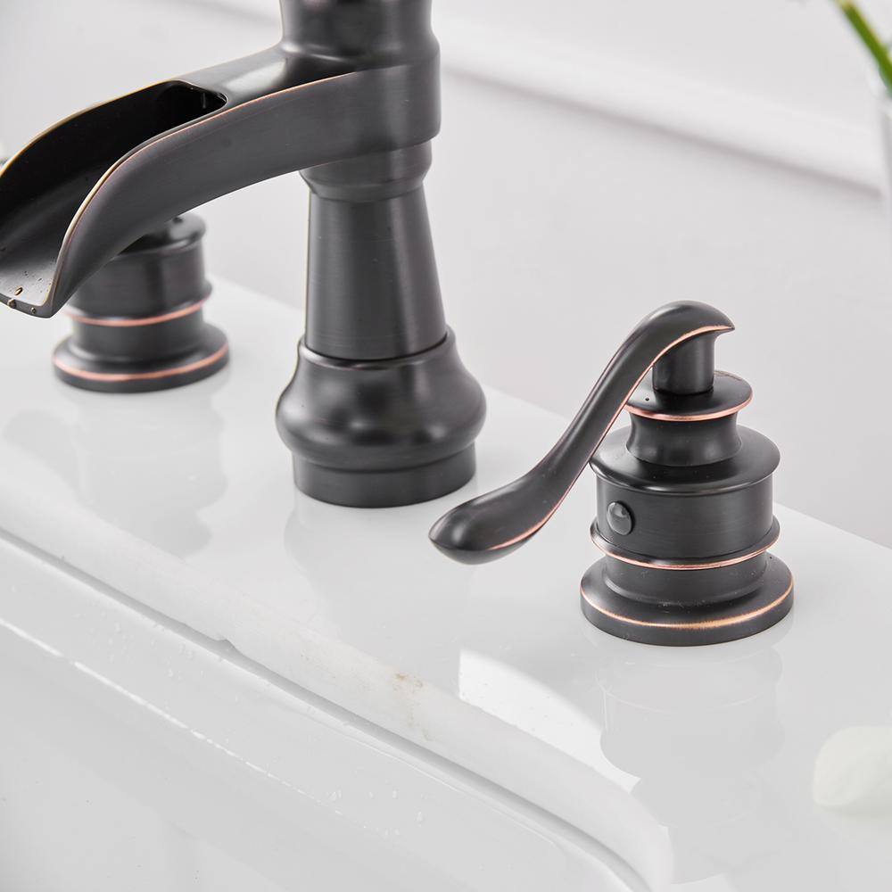 Oil-Rubbed Bronze 8-Inch Waterfall Widespread 2-Handle Bathroom Faucet