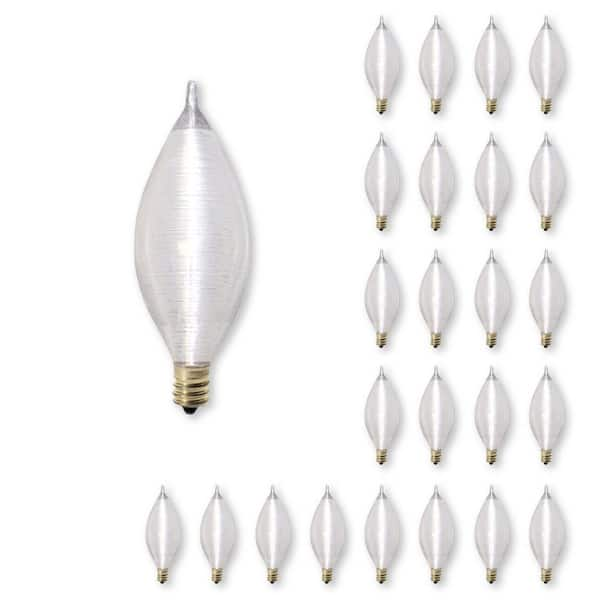 Bulbrite 25-Watt C11 (E12) Candelabra Screw Base, Dimmable Satin Finish ...