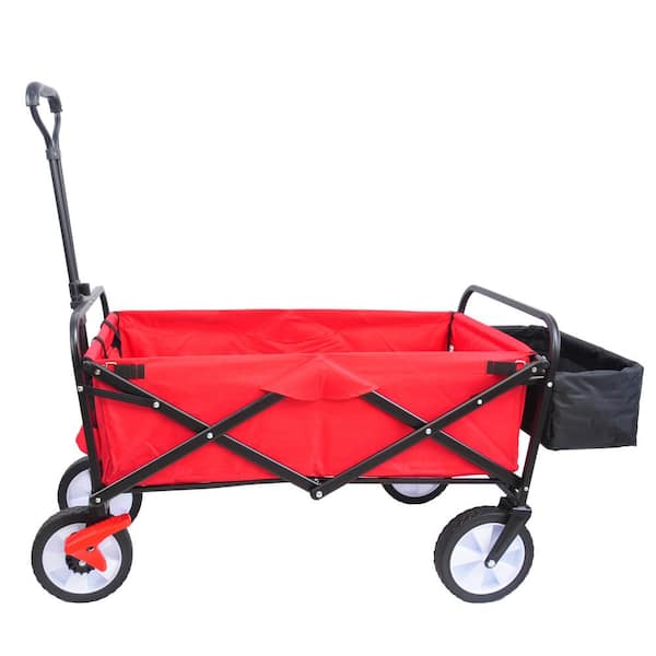 Otryad Folding station wagon garden shopping ATV with back frame and retractable handle, Serving Cart