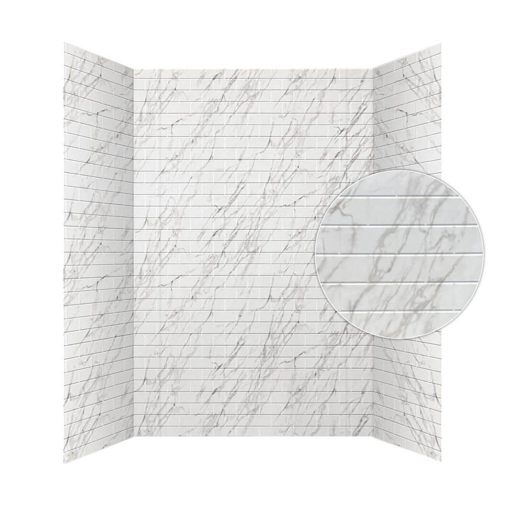 Marble Subway Tile PVC Tub and Shower Wall Panels