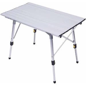 35 in. Metal Outdoor Camping Table Picnic Table Adjustable Height with Carry Bag