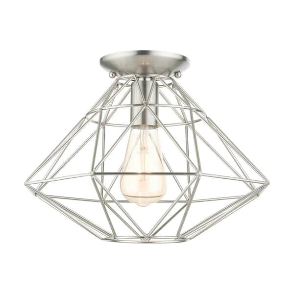 AVIANCE LIGHTING Ashby 13.5 in. 1-Light Brushed Nickel Flush Mount