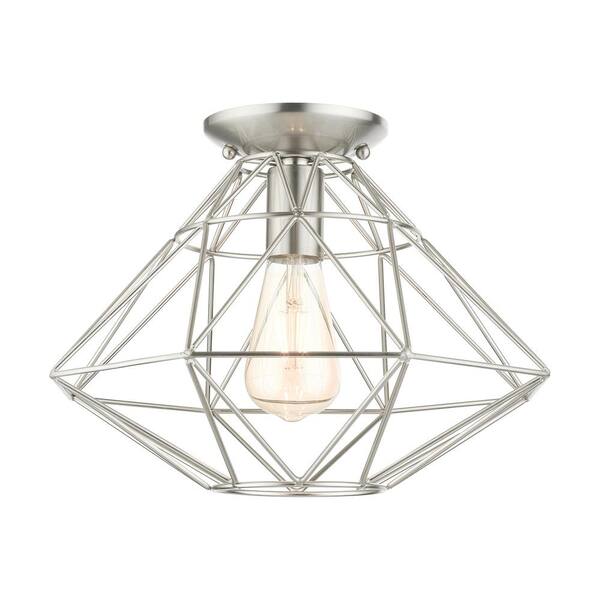 Livex Lighting Geometric 1 Light Brushed Nickel Flush Mount 46248 91 Light Brushed Nickel Flush Mount, Geometric Light Fixture Flush Mount