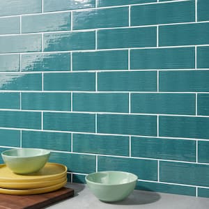 Crux Green 2.81 in. x 8.75 in. Polished Porcelain Subway Wall Tile (7.52 sq. ft./Case)