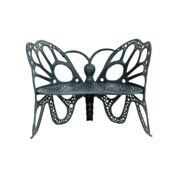 FlowerHouse Butterfly 2-Person Antique All-Weather Metal Outdoor Bench