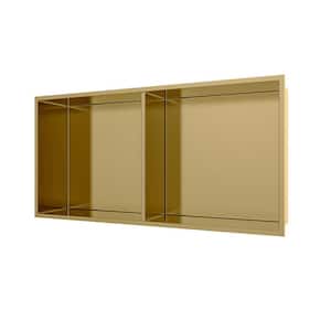 Niche 12 in. W x 4 in. D x 24 in. H Gold Rectangular Stainless Steel Bathroom Shelf