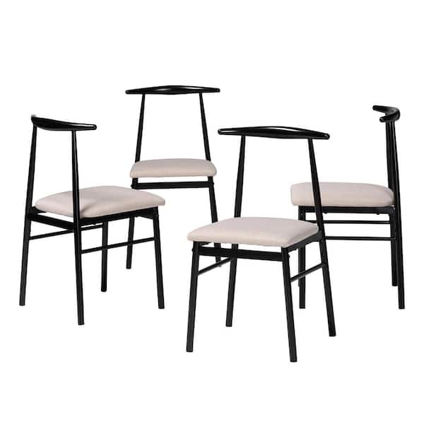 Baxton Studio Arnold Beige and Black Dining Chair (Set of 4)
