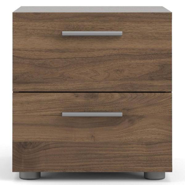 Loft-Style Chic 2-Drawer Nightstand in Walnut