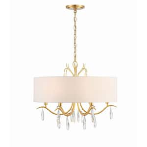 Rollins 6-Light Antique Gold Chandelier with Silk Shade