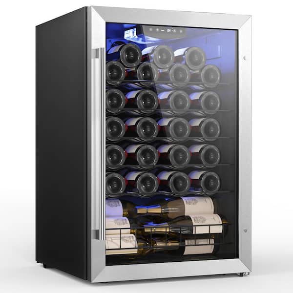 Yeego 47-Bottle Single Zone Freestanding Compressor Wine Cooler Fridge Cellar Cooling Unit in Stainless Steel with Wave Racks