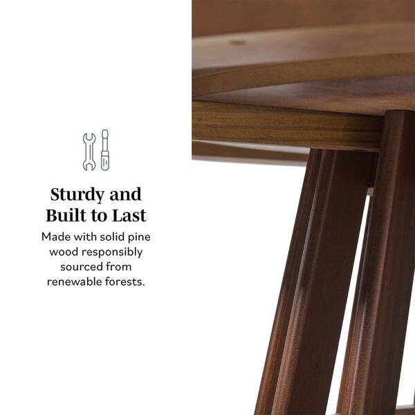 Walker Edison Furniture Company Round Japandi Brown Wood 48
