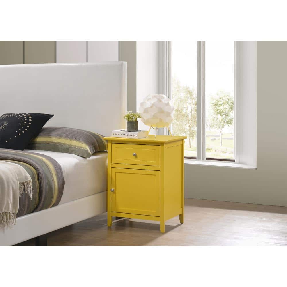 AndMakers Lzzy 1-Drawer Yellow Nightstand (25 in. H x 19 in. W x