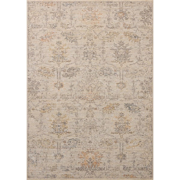 Milena Ivory / Granite 9 ft. 3 in. x 9 ft. 3 in. Round Traditional Area Rug