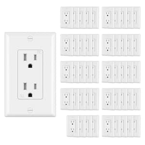 15 Amp 125-Volt Tamper Trsistant Wall Receptacle Outlet, Gloss White (50-Pack)