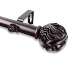 120 in. - 170 in. Telescoping 1 in. Single Curtain Rod Kit in Mahogany with Twine Finial