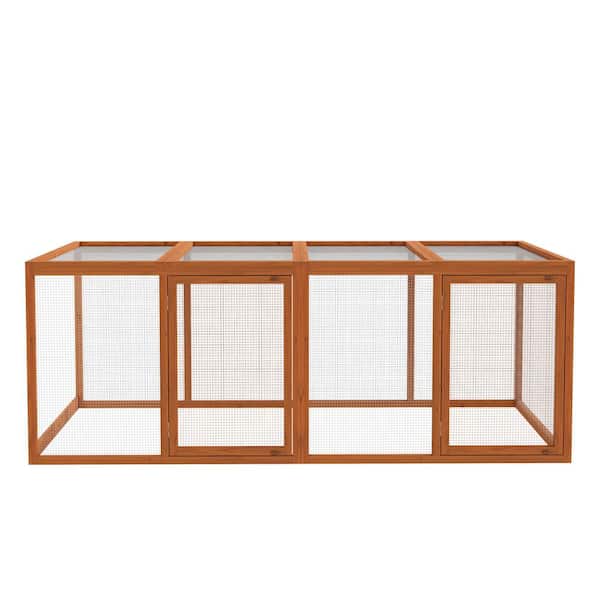 29.6 in. H x 29.6 in. W x 78.7 in. D Wood Chicken Coop Chicken Run Cage with 4 Doors Poultry Fencing
