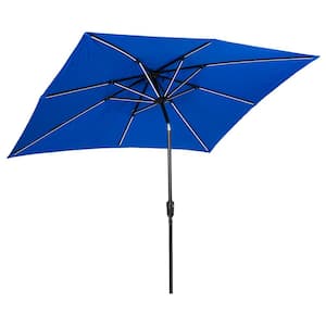 9 ft. x 7 ft. Rectangular Next Gen Solar Lighted Market Patio Umbrella in Royal Blue