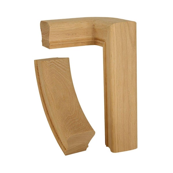 EVERMARK Stair Parts 7271 Unfinished Red Oak Left-Hand 2-Rise Quarter-Turn Handrail Fitting