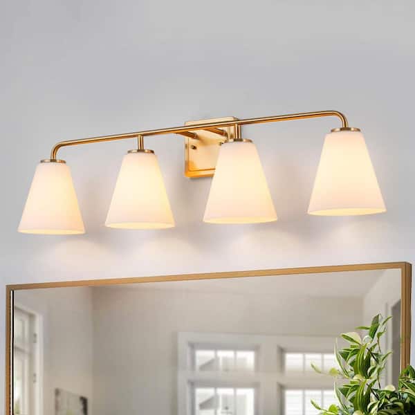 EDISLIVE David Modern 32.7 in. 4-Light Gold Bathroom Vanity Light Fixture