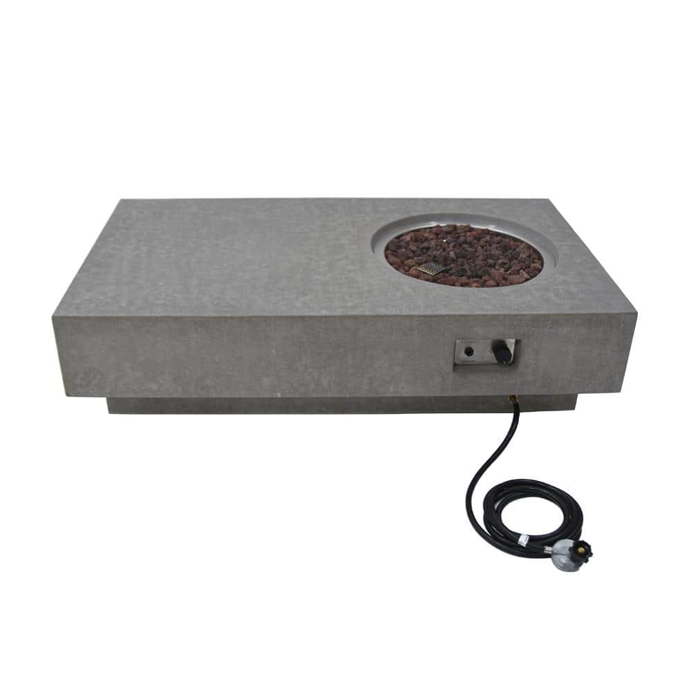 Metropolis Gray Concrete Rectangular Gas Fire Pit Table