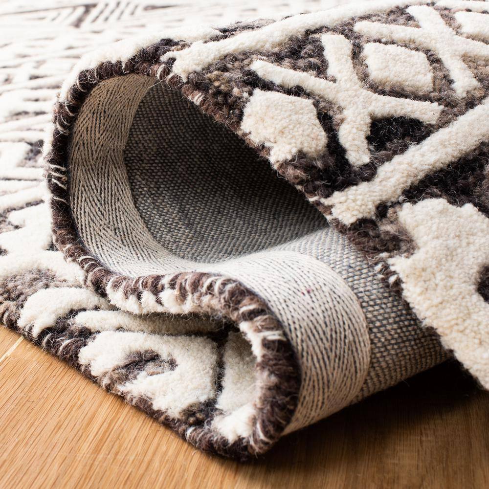 Handmade Tufted Gray Wool Abstract 9' x 12' Area Rug