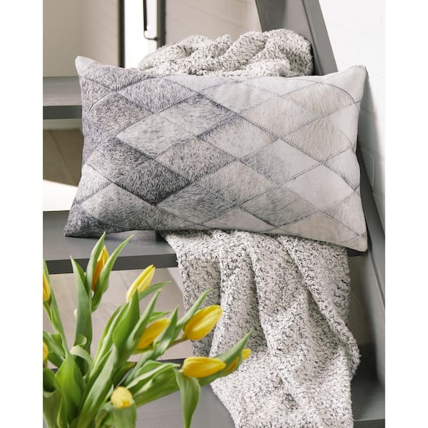 Signature DESIGN BY ASHLEY Pacrich Gray/Brown Geometric Polyester 14 in. X 22 in. Throw Pillow (Set of 4)