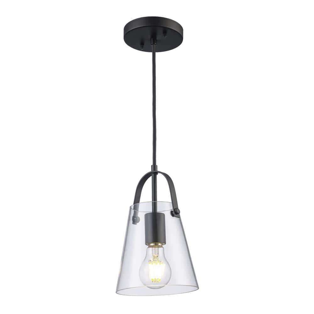 Curry Black Mini Pendant Light with Clear Glass Shade