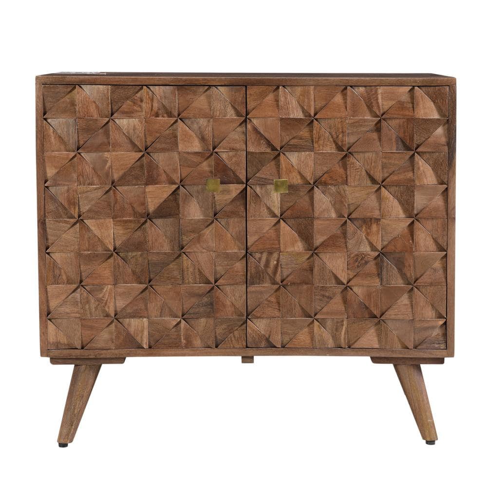 Veneto Mid-Century Modern Walnut Accent Cabinet with Adjustable Shelving