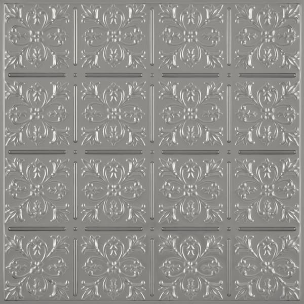 Fleur-de-lis Faux Tin 2 ft. x 2 ft. Lay-in or Glue-up Ceiling Panel (Case of 6)