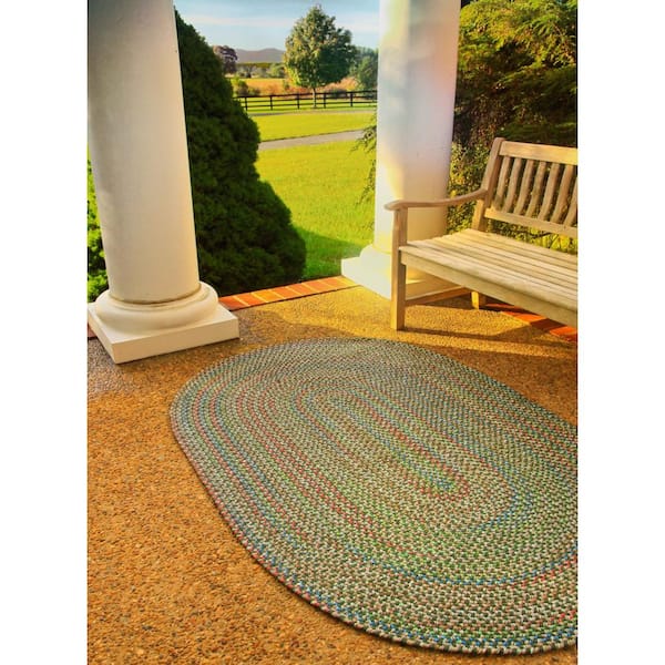 Kennebunkport Navy Multi 2 ft. x 3 ft. Oval Indoor/Outdoor Braided Area Rug