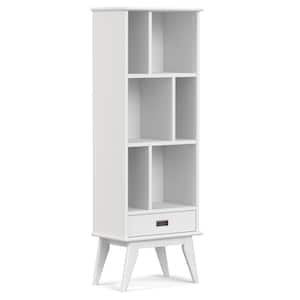 Draper Solid Hardwood 64 in. Mid Century Modern Bookcase and Storage Unit in White
