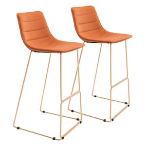 Adele Orange 100% Polyester Bar Chair - (Set of 2)