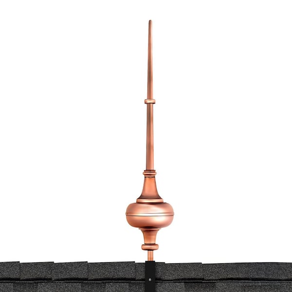 28" Morgana Pure Copper Rooftop Finial with Roof Mount